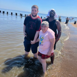 Wading with friends at Keansburg Amusement Park