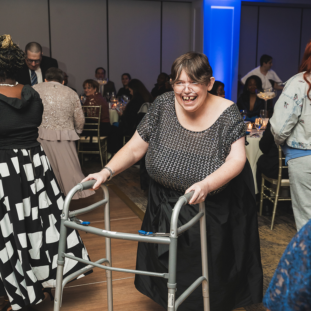 Woman on a walker - special needs gala