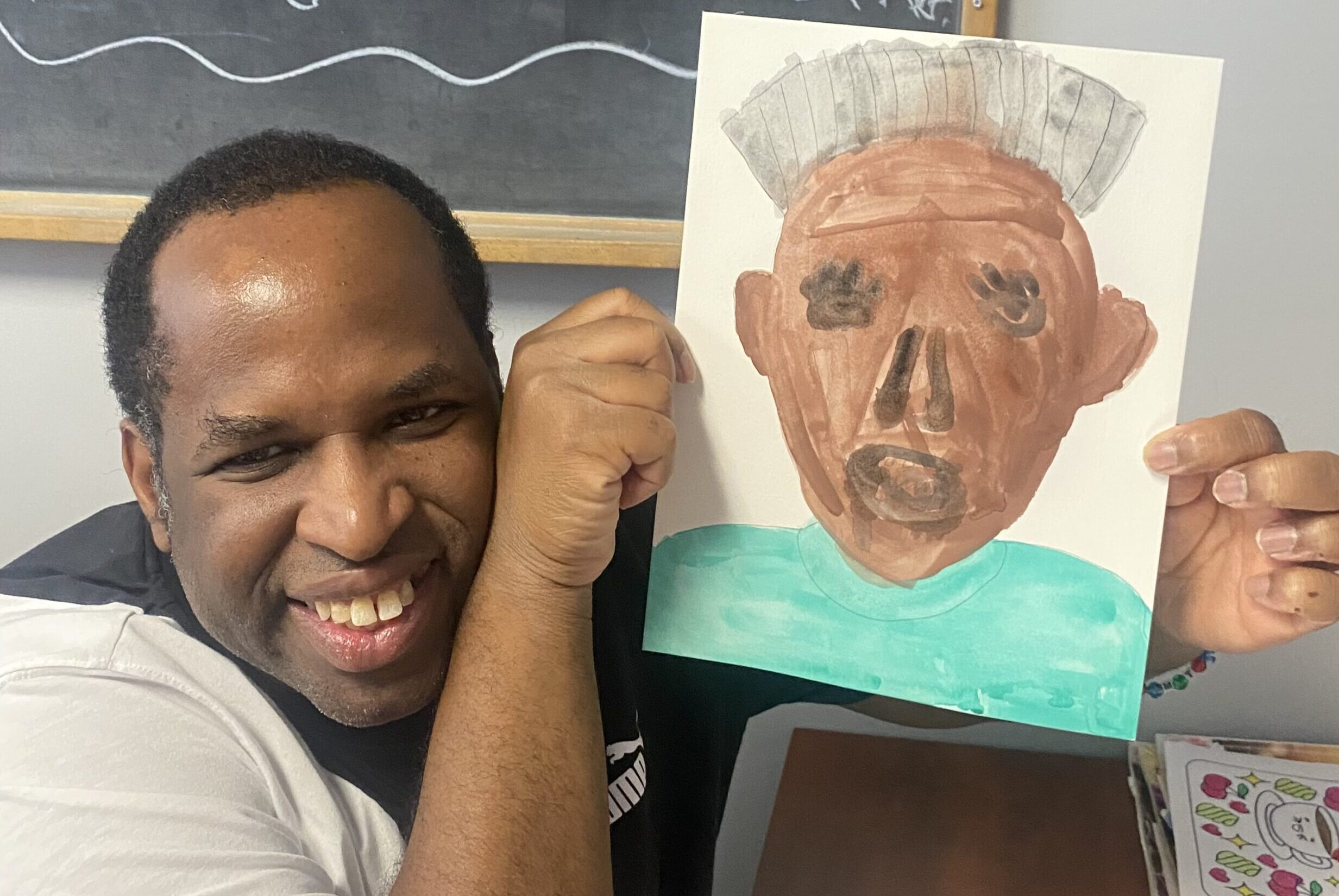 Showing watercolor portrait